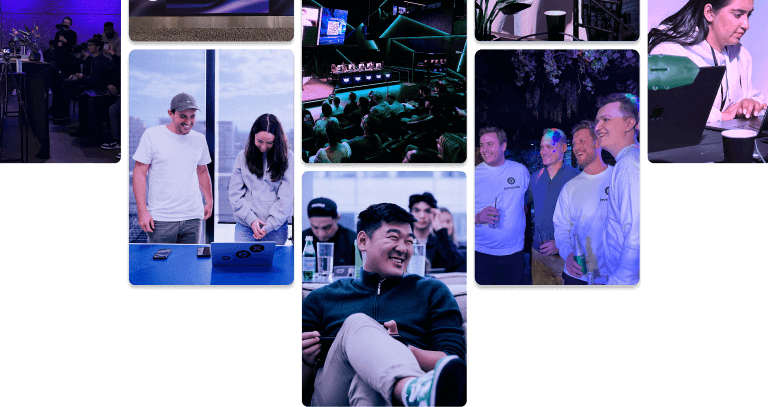 A collage of people at various web3 events