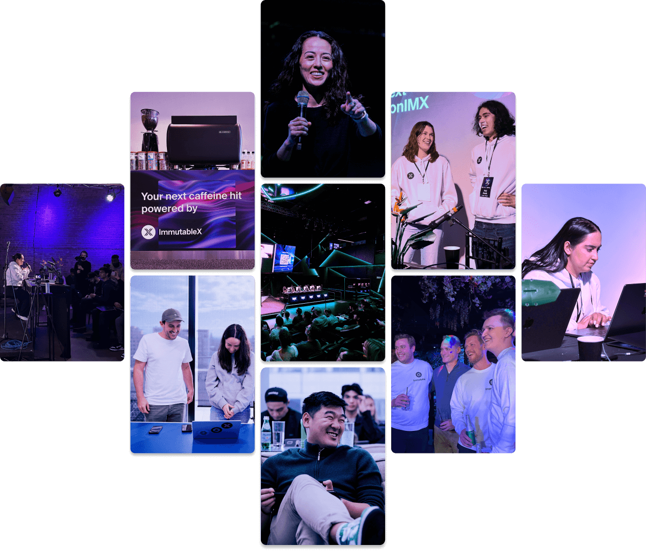 A collage of people at various web3 events